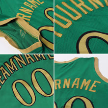 Load image into Gallery viewer, Custom Kelly Green Gold-White Authentic Throwback Basketball Jersey

