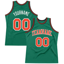 Load image into Gallery viewer, Custom Kelly Green Orange-White Authentic Throwback Basketball Jersey

