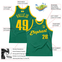 Load image into Gallery viewer, Custom Kelly Green Gold Authentic Throwback Basketball Jersey
