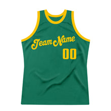 Load image into Gallery viewer, Custom Kelly Green Gold Authentic Throwback Basketball Jersey
