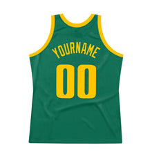 Load image into Gallery viewer, Custom Kelly Green Gold Authentic Throwback Basketball Jersey
