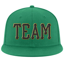 Load image into Gallery viewer, Custom Kelly Green Black-Old Gold Stitched Adjustable Snapback Hat
