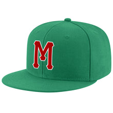 Load image into Gallery viewer, Custom Kelly Green Red-White Stitched Adjustable Snapback Hat
