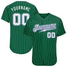 Load image into Gallery viewer, Custom Kelly Green White Pinstripe White-Royal Authentic Baseball Jersey
