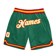 Load image into Gallery viewer, Custom Kelly Green White-Gold Authentic Throwback Basketball Shorts
