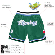Load image into Gallery viewer, Custom Kelly Green White-Light Blue Authentic Throwback Basketball Shorts
