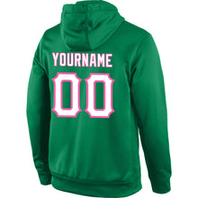 Load image into Gallery viewer, Custom Stitched Kelly Green White-Pink Sports Pullover Sweatshirt Hoodie

