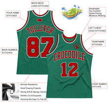 Load image into Gallery viewer, Custom Kelly Green Red Pinstripe Red-Black Authentic  Basketball Jersey
