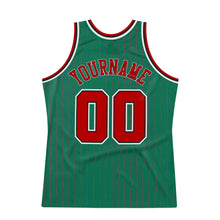 Load image into Gallery viewer, Custom Kelly Green Red Pinstripe Red-Black Authentic  Basketball Jersey
