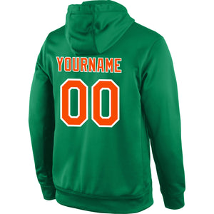 Custom Stitched Kelly Green Orange-White Sports Pullover Sweatshirt Hoodie