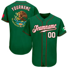 Load image into Gallery viewer, Custom Kelly Green White-Red Authentic Mexican Flag Fashion Baseball Jersey
