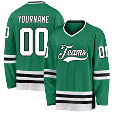 Load image into Gallery viewer, Custom Kelly Green White-Black Hockey Jersey
