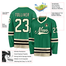 Load image into Gallery viewer, Custom Kelly Green Cream-Black Hockey Jersey
