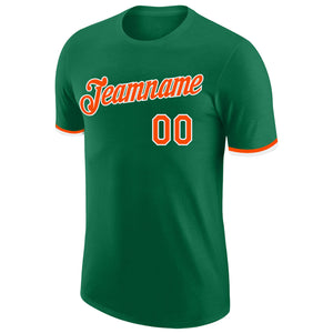 Custom Kelly Green Orange-White Performance T-Shirt