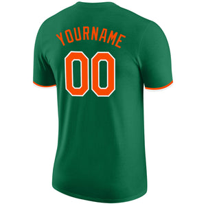 Custom Kelly Green Orange-White Performance T-Shirt