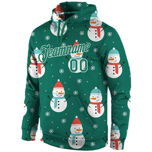 Custom Stitched Kelly Green Kelly Green-White Christmas 3D Sports Pullover Sweatshirt Hoodie