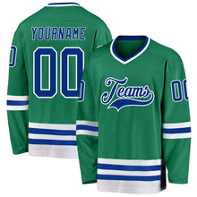 Load image into Gallery viewer, Custom Kelly Green Royal-White Hockey Jersey
