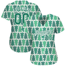 Load image into Gallery viewer, Custom Kelly Green Kelly Green-White Christmas 3D Authentic Baseball Jersey
