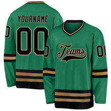 Load image into Gallery viewer, Custom Kelly Green Black-Old Gold Hockey Jersey
