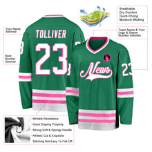 Load image into Gallery viewer, Custom Kelly Green White-Pink Hockey Jersey

