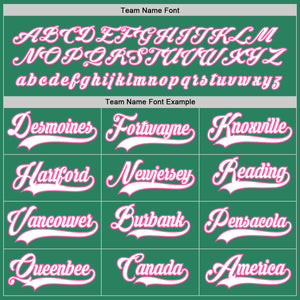 Custom Kelly Green White-Pink Hockey Jersey