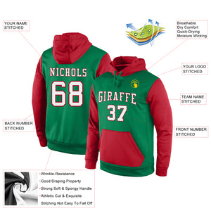 Custom Stitched Kelly Green White-Red Sports Pullover Sweatshirt Hoodie