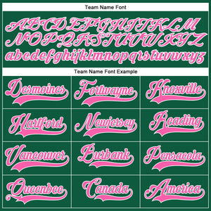 Custom Kelly Green Pink-White Authentic Baseball Jersey