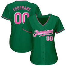 Load image into Gallery viewer, Custom Kelly Green Pink-White Authentic Baseball Jersey
