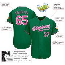 Load image into Gallery viewer, Custom Kelly Green Pink-White Authentic Baseball Jersey
