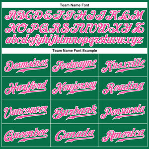 Custom Kelly Green Pink-White Authentic Baseball Jersey