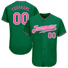 Load image into Gallery viewer, Custom Kelly Green Pink-White Authentic Baseball Jersey
