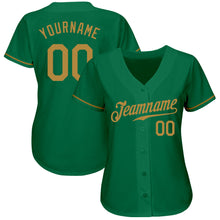 Load image into Gallery viewer, Custom Kelly Green Old Gold Authentic Baseball Jersey
