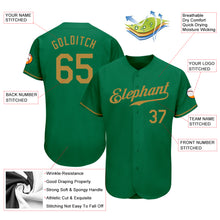 Load image into Gallery viewer, Custom Kelly Green Old Gold Authentic Baseball Jersey
