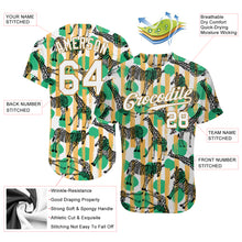 Load image into Gallery viewer, Custom Kelly Green White-Old Gold 3D Pattern Design Zebras And Giraffes Authentic Baseball Jersey
