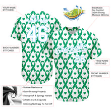 Load image into Gallery viewer, Custom Kelly Green White-Light Blue 3D Pattern Design Breast Cancer Authentic Baseball Jersey

