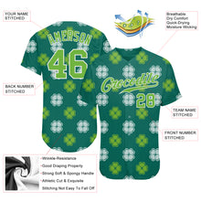 Load image into Gallery viewer, Custom Kelly Green Neon Green-White 3D Pattern Design Authentic St. Patrick&#39;s Day Baseball Jersey
