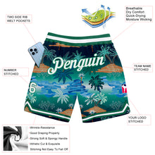 Load image into Gallery viewer, Custom Kelly Green White-Kelly Green 3D Pattern Design Palm Trees Authentic Basketball Shorts
