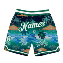 Load image into Gallery viewer, Custom Kelly Green White-Kelly Green 3D Pattern Design Palm Trees Authentic Basketball Shorts
