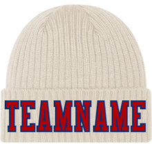 Load image into Gallery viewer, Custom City Cream Red-Royal Stitched Cuffed Knit Hat
