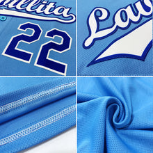 Load image into Gallery viewer, Custom Light Blue White-Red Authentic Baseball Jersey
