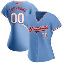 Load image into Gallery viewer, Custom Light Blue White-Red Authentic American Flag Fashion Baseball Jersey
