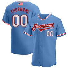 Load image into Gallery viewer, Custom Light Blue White-Red Authentic American Flag Fashion Baseball Jersey
