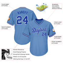 Load image into Gallery viewer, Custom Light Blue Royal-White Authentic Throwback Rib-Knit Baseball Jersey Shirt
