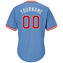 Load image into Gallery viewer, Custom Light Blue Red-White Authentic Throwback Rib-Knit Baseball Jersey Shirt
