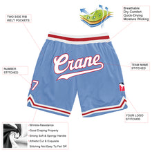 Load image into Gallery viewer, Custom Light Blue White-Red Authentic Throwback Basketball Shorts
