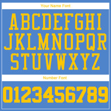 Load image into Gallery viewer, Custom Light Blue Gold Authentic Throwback Basketball Jersey
