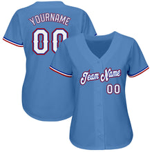 Load image into Gallery viewer, Custom Light Blue White-Red Authentic Baseball Jersey
