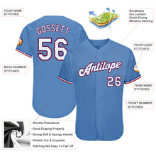 Load image into Gallery viewer, Custom Light Blue White-Red Authentic Baseball Jersey
