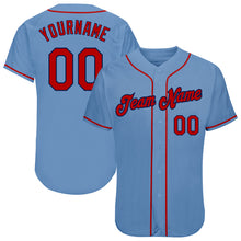 Load image into Gallery viewer, Custom Light Blue Red-Navy Authentic Baseball Jersey
