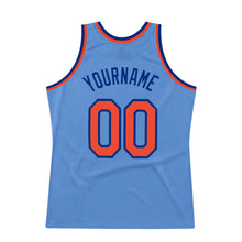 Load image into Gallery viewer, Custom Light Blue Orange-Royal Authentic Throwback Basketball Jersey
